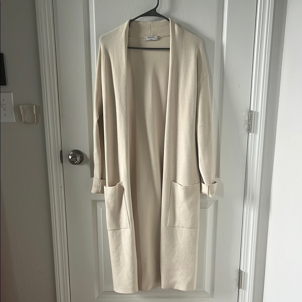 Babaton Cream Cape Jacket Open Front Knit